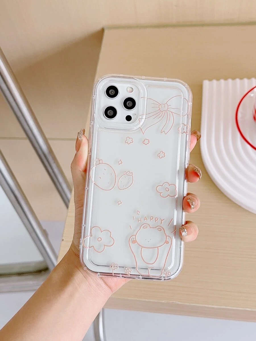 Anti-fall Cartoon Bear Pattern Clear Phone Case - Clear - View 1