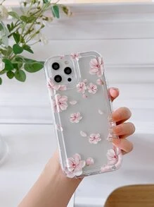 Funda de celular transparente anticaída con patrón floral - transparente - Ver 2