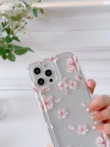 Funda de celular transparente anticaída con patrón floral - transparente - Ver 4