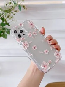 Funda de celular transparente anticaída con patrón floral - transparente - Ver 5