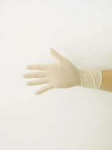 1pair Solid Color Disposable Glove, Simple Disposable Latex Glove For Home - Yellow - View 1