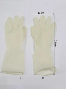 1pair Solid Color Disposable Glove, Simple Disposable Latex Glove For Home - Yellow - View 3