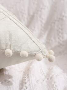 1 Pom Pom Trang Trí Đệm Không Chất Độn, Màu Trắng Đơn Giản Đệm Trang Trí Cho Giường, Ghế Sofa - Màu be - Xem 3