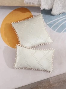 1 Pom Pom Trang Trí Đệm Không Chất Độn, Màu Trắng Đơn Giản Đệm Trang Trí Cho Giường, Ghế Sofa - Màu be - Xem 6