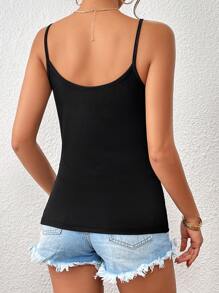 SHEIN Privé Top de tirantes con diseño de cadena - Negro - Ver 2