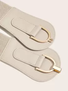 1 pieza Elegante cinturón ancho de mujer con hebilla con letra para decoración, verano, escuela, otoño, Halloween - Albaricoque - Ver 3