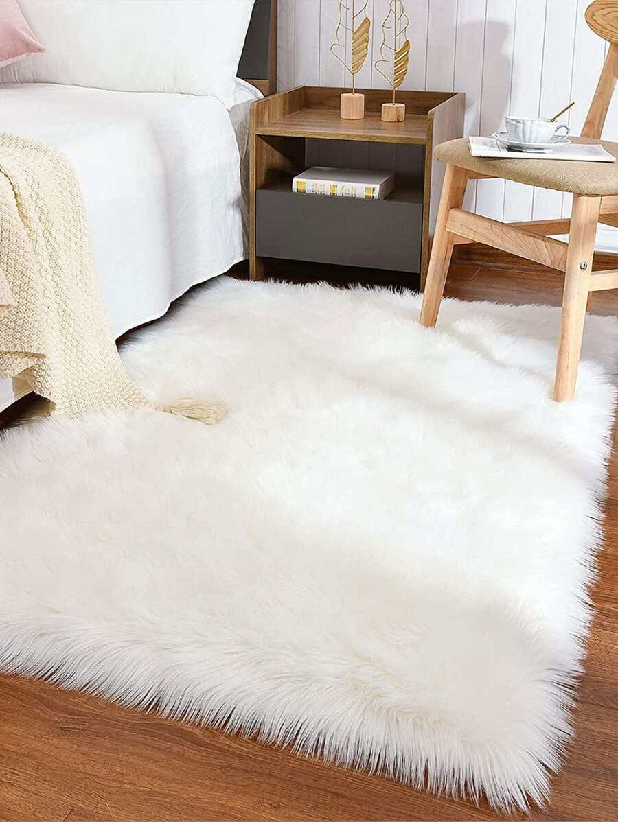 Tapis en fausse fourrure lavable, tapis moelleux pour salon, coureur de tapis, tapis shaggy pour chambre d\"enfants et salon, tapis moelleux en peluche pour la décoration de chambre à coucher, tapis en fourrure de mouton pour chambre à coucher esthétique