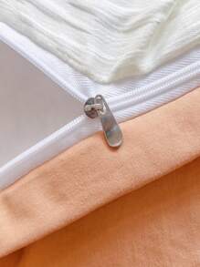 4 cái/bộ Bộ vỏ chăn hai tông màu (1 vỏ chăn, 1 tấm phẳng & 2 vỏ gối), Bộ chăn ga tối giản cho gia đình - Màu be - Xem 6