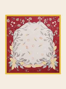 1pc Women Floral & Shell Print Casual Bandana, For Outdoor - Red - View 3