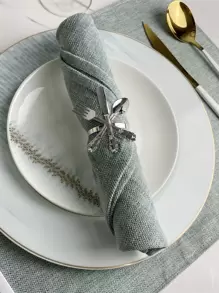 1 Vòng Khăn Ăn Bằng Thép Không Gỉ, Thiết Kế Dao & Nĩa Sáng Tạo Giá Đỡ Khăn Ăn Nhẫn Cho Nhà Bếp - Bạc - Xem 1