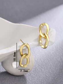 1對幾何獨特耳釘女士首飾S925純銀鍍黃金日常佩戴禮物 - 金黃色 - 查看 5