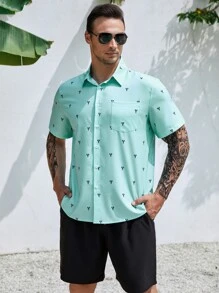 Manfinity RSRT Men Plus Allover Print Shirt - Mint Green - View 3