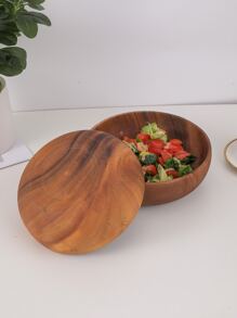1pc Wood Bowl, Modernist Salad Bowl For Kitchen - Brown - View 3