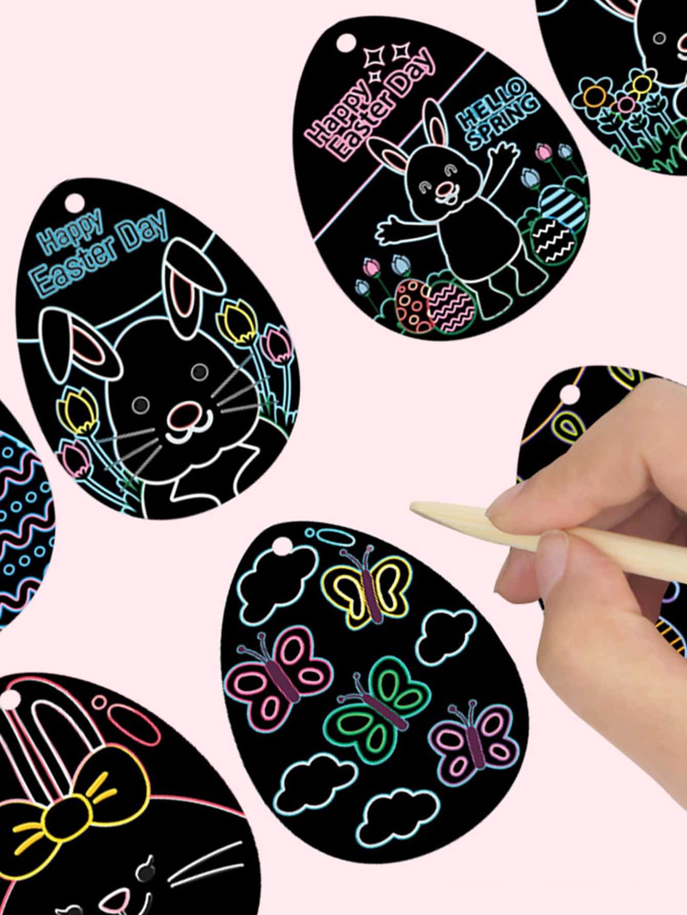 30pcs Easter Egg Shaped Scratch Paper - Black - View 1