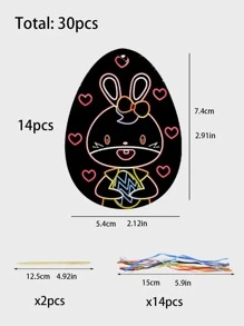 30pcs Easter Egg Shaped Scratch Paper - Black - View 2