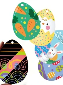 30pcs Easter Egg Shaped Scratch Paper - Black - View 4