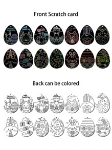 30pcs Easter Egg Shaped Scratch Paper - Black - View 5