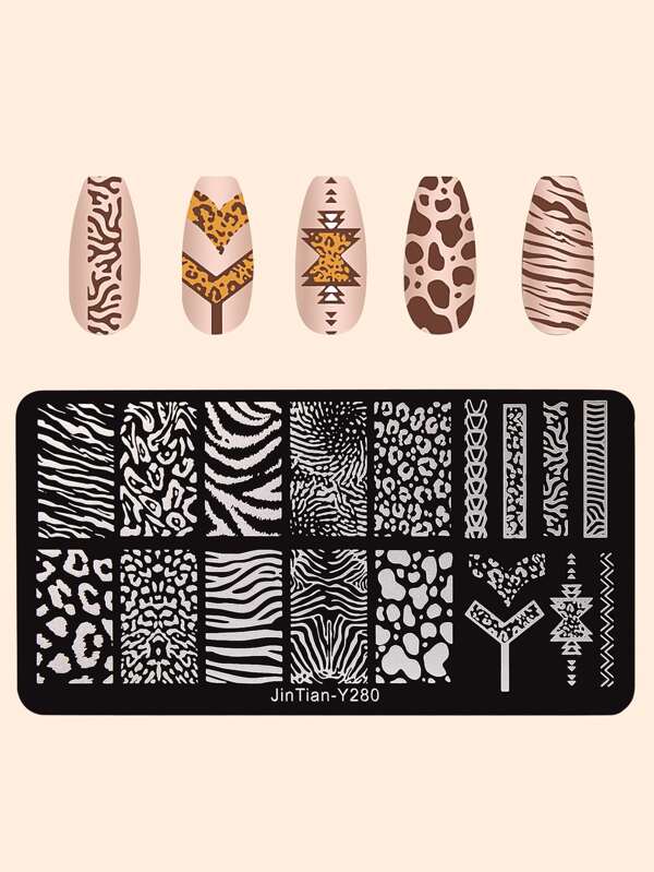 1sheet Zebra Striped Gel Polish Design Nail Art Stamper For Slow Drying Nail Polish Nail Stamper Plates For Manicure Salon