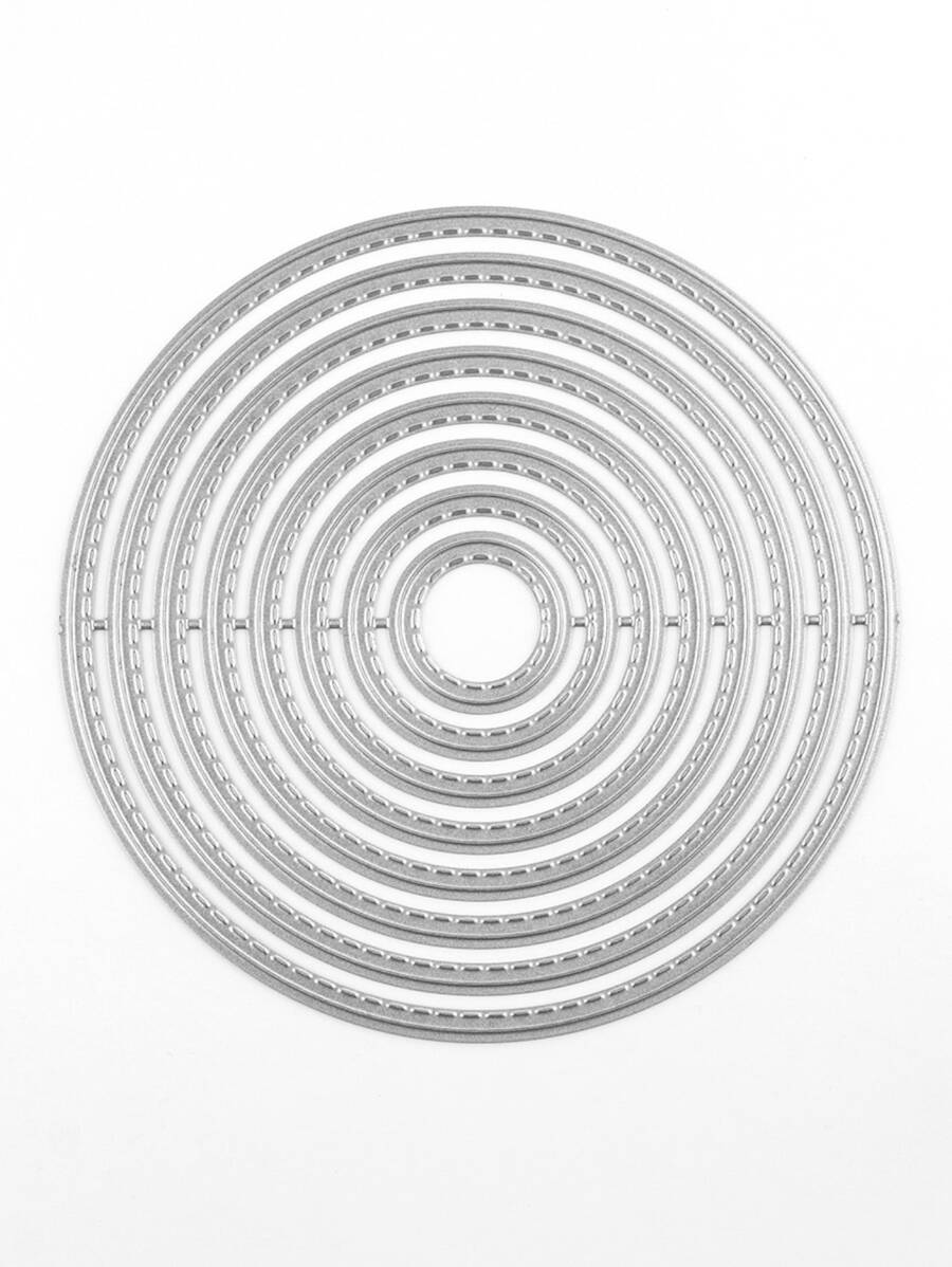 8pcs/set Stainless Steel Cutting Die, Creative Round DIY Etched Stencil Craft Die For Craft - Silver - View 1