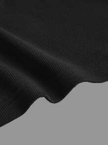 SHEIN BASICS Solid Scoop Neck Bodycon Dress - Black - View 5