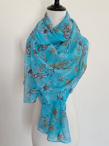 Floral Print Scarf - Multicolor - View 1