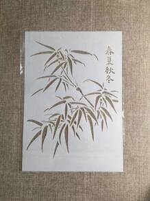1pc Bamboo Leaf Design Painting Template - White - View 1