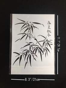 1pc Bamboo Leaf Design Painting Template - White - View 3