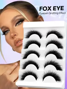 GROINNEYA Fox Eye Lashes 3D Faux Mink Eyelashes Winged End Eye Elongated Fake Lashes Fluffy Wispy False Eyelashes - Black - View 1