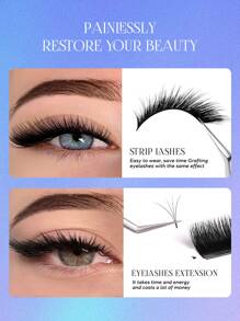 GROINNEYA Fox Eye Lashes 3D Faux Mink Eyelashes Winged End Eye Elongated Fake Lashes Fluffy Wispy False Eyelashes - Black - View 2