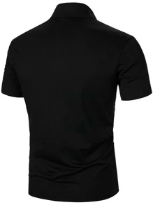 Manfinity Homme Hombres Camisa polo de color combinado con cremallera cuarta