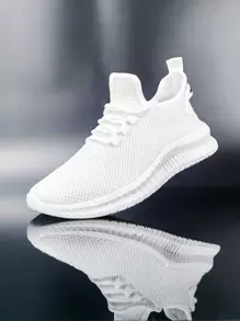 Men's Breathable Lightweight Mesh Lace-up Running Shoes Black Walking Athletic Sneakers