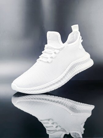 Men's Breathable Lightweight Mesh Lace-up Running Shoes Black Walking Athletic Sneakers