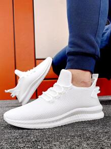 Men's Breathable Lightweight Mesh Lace-up Running Shoes Black Walking Athletic Sneakers