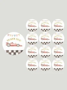 100入組/套卡通汽車貼紙嬰兒送禮會感謝您喜歡兒童生日派對貼紙標籤 - 藕粉色 - 查看 4
