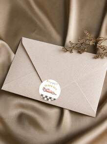 100入組/套卡通汽車貼紙嬰兒送禮會感謝您喜歡兒童生日派對貼紙標籤 - 藕粉色 - 查看 2