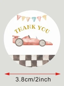 100入組/套卡通汽車貼紙嬰兒送禮會感謝您喜歡兒童生日派對貼紙標籤 - 藕粉色 - 查看 3
