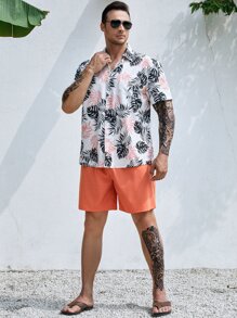 Manfinity Men Plus Tropical Print Shirt - Multicolor - View 4