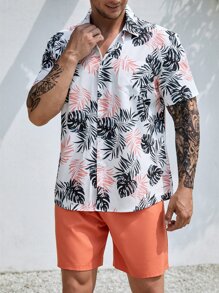 Manfinity Men Plus Tropical Print Shirt - Multicolor - View 6