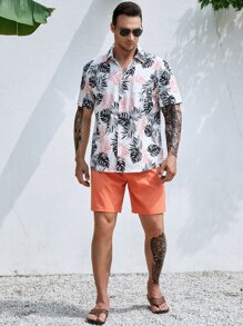 Manfinity Men Plus Tropical Print Shirt - Multicolor - View 7