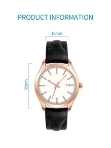 TOMI 1只商務休閒石英女手錶,乾電池,適合日常生活使用 - 黑色 - 查看 5