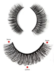 10對戰全睫毛濃密捲曲俄羅斯卷蓬鬆凌亂派對假睫毛 - 黑色 - 查看 3