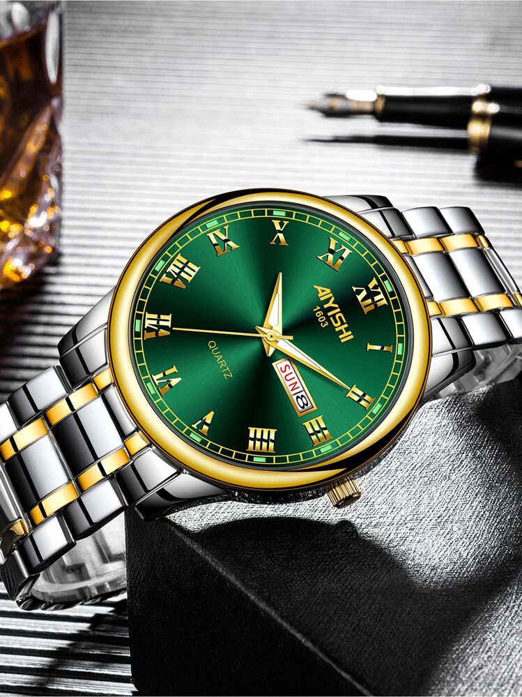 AIYISHI Men Simple Fashion Multifunctional Waterproof Luminous Steel Band Quartz Watch - Multicolor - View 1