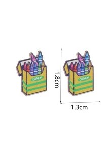 Random Cartoon Crayon Stud Earrings - Multicolor - View 3