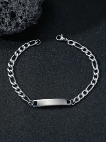 Fashionable And Popular Men Geometric Decor Bracelet Stainless Steel For Jewelry Gift And For A Stylish Look - Silver - View 6