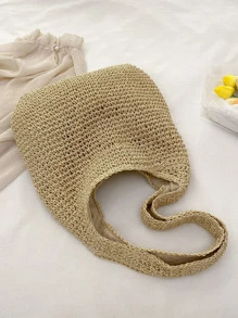 Vacation Straw Bag For Summer - Beige - View 2