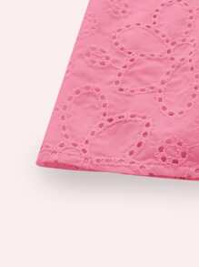 Soleia Áo nữ Cắt ra Viên lá sen xoắn lại Tranh thêu màu trơn Boho - Hồng - Xem 4