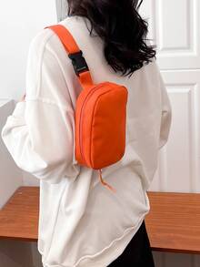 Minimalist Bum Bag Mini Neon Orange For Sport - Burnt Orange - View 5