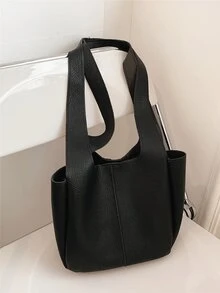 Minimalist Square Bag Double Handle Black For Daily - Black - View 2