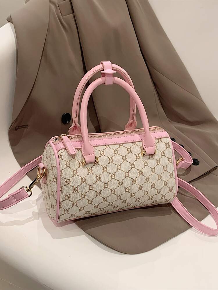 SHIMEINI 1pc 2025 New Fashionable Retro Floral Boston Shoulder Crossbody Handbag, Suitable For Women For Daily Use, Work Commute, Vacation, Holidays, Dates, Gifts