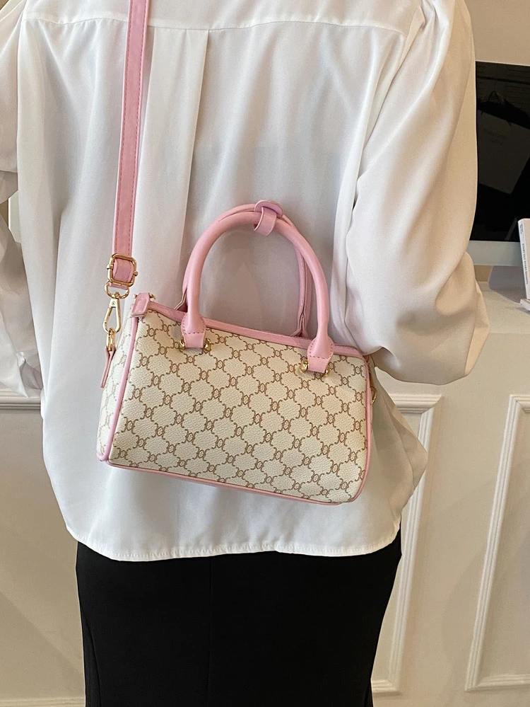 SHIMEINI 1pc 2025 New Fashionable Retro Floral Boston Shoulder Crossbody Handbag, Suitable For Women For Daily Use, Work Commute, Vacation, Holidays, Dates, Gifts